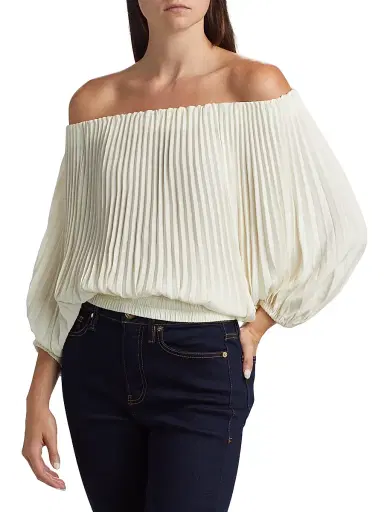 A.L.C. Women's Sienna Pleated Off-The-Shoulder Blouse | Thumbnail 4 A.L.C. Women's Sienna Pleated Off-The-Shoulder Blouse | Thumbnail 4