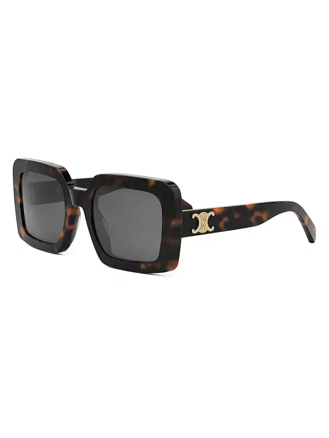 CELINE Women's Triomphe 56MM Square Sunglasses - Dark Grey Havana