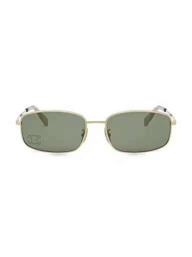 CELINE Women's Triomphe 60MM Rectangular Sunglasses - Gold Crystal Green | Thumbnail 2 CELINE Women's Triomphe 60MM Rectangular Sunglasses - Gold Crystal Green | Thumbnail 2