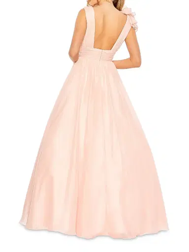 Mac Duggal Women's Ruffle Shoulder V-Neck Gown - Blush - Size 16 | Thumbnail 2 Mac Duggal Women's Ruffle Shoulder V-Neck Gown - Blush - Size 16 | Thumbnail 2