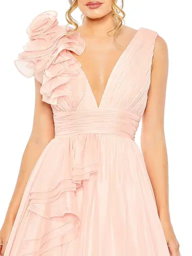 Mac Duggal Women's Ruffle Shoulder V-Neck Gown - Blush - Size 16 | Thumbnail 3 Mac Duggal Women's Ruffle Shoulder V-Neck Gown - Blush - Size 16 | Thumbnail 3
