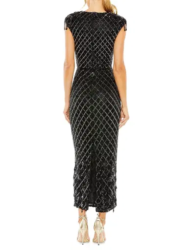 Mac Duggal Women's Crystal Fringe Cap-Sleeve Dress - Black | Thumbnail 2
