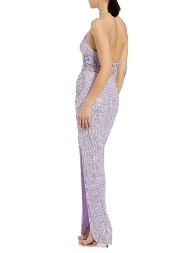 Mac Duggal Women's Gathered Sequined Halter Gown - Lilac | Thumbnail 2