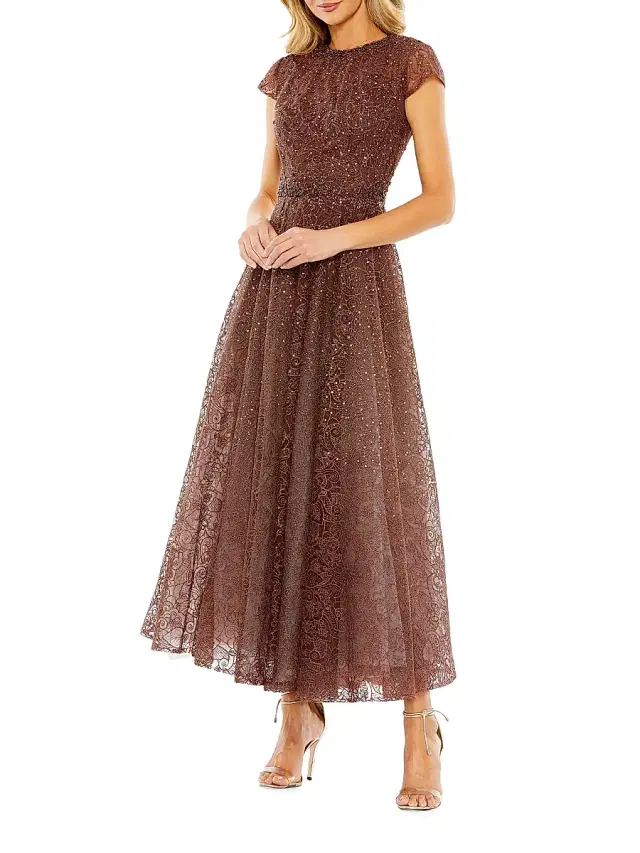 Mac Duggal Women's A-Line Midi-Dress - Chocolate