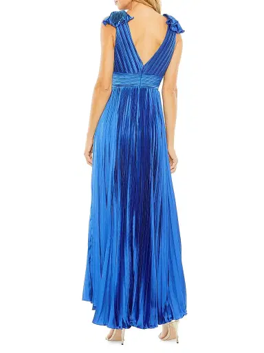 Mac Duggal Women's Pleated Asymmetric Ruffled Gown - Cobalt - Size 16 | Thumbnail 2 Mac Duggal Women's Pleated Asymmetric Ruffled Gown - Cobalt - Size 16 | Thumbnail 2