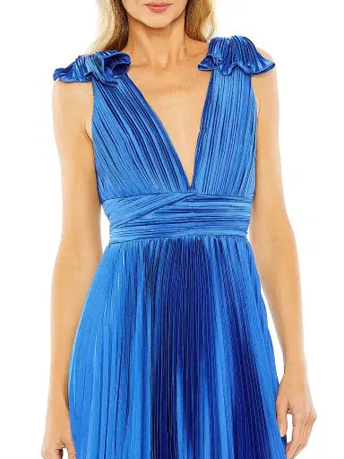 Mac Duggal Women's Pleated Asymmetric Ruffled Gown - Cobalt - Size 16 | Thumbnail 3 Mac Duggal Women's Pleated Asymmetric Ruffled Gown - Cobalt - Size 16 | Thumbnail 3