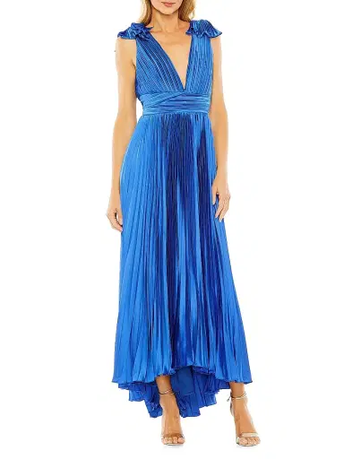 Mac Duggal Women's Pleated Asymmetric Ruffled Gown - Cobalt - Size 16 | Thumbnail 1 Mac Duggal Women's Pleated Asymmetric Ruffled Gown - Cobalt - Size 16 | Thumbnail 1