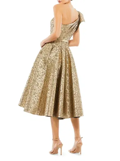 Mac Duggal Women's Asymmetric Metallic Tea-Length Dress - Antique Bronze - Size 16 | Thumbnail 2 Mac Duggal Women's Asymmetric Metallic Tea-Length Dress - Antique Bronze - Size 16 | Thumbnail 2