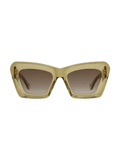 Loewe Women's Anagram 51MM Cat-Eye Sunglasses - Shiny Dark Green Gradient Brown | Thumbnail 2