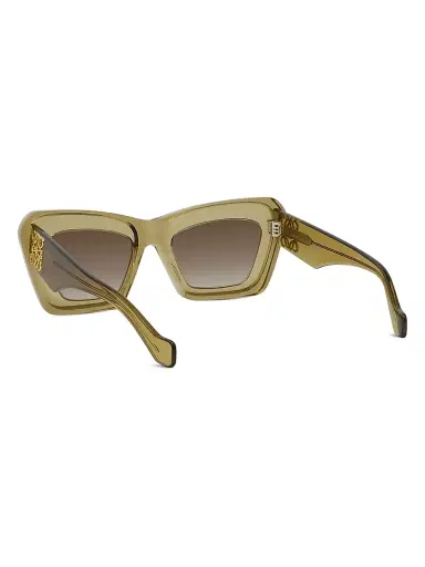 Loewe Women's Anagram 51MM Cat-Eye Sunglasses - Shiny Dark Green Gradient Brown | Thumbnail 4