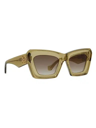 Loewe Women's Anagram 51MM Cat-Eye Sunglasses - Shiny Dark Green Gradient Brown | Thumbnail 8