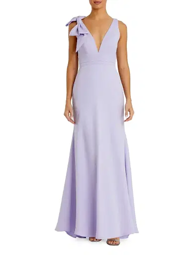 Mac Duggal Women's Bow V-Neck A-Line Gown - Lilac - Size 16 | Thumbnail 1 Mac Duggal Women's Bow V-Neck A-Line Gown - Lilac - Size 16 | Thumbnail 1