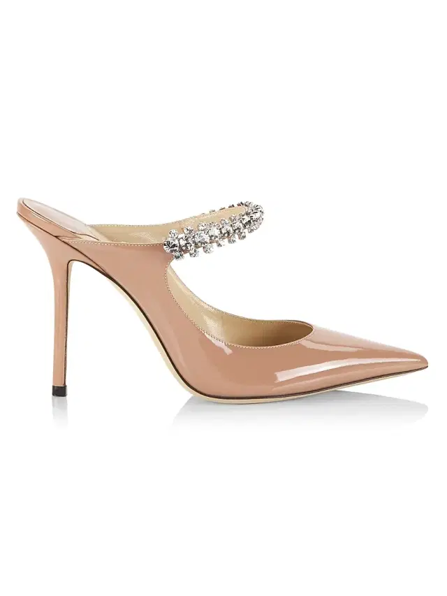 Jimmy Choo Women's Bing 100MM Embellished Patent Leather Mules - Ballet Pink