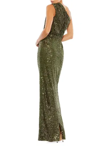 Mac Duggal Women's Sequined Ruched One-Shoulder Gown - Olive | Thumbnail 2