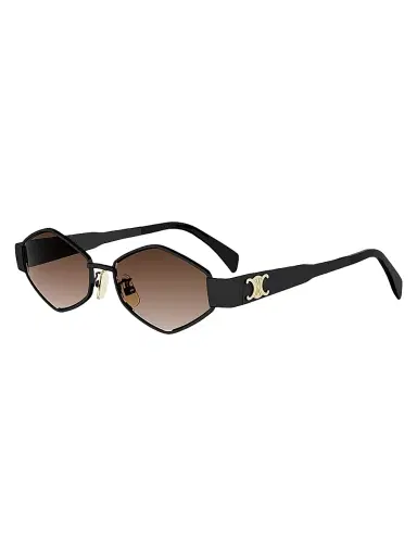 Celine Women's Metal Triomphe 54MM Geometric Sunglasses - Shiny Black Gradient Brown | Thumbnail 1 Celine Women's Metal Triomphe 54MM Geometric Sunglasses - Shiny Black Gradient Brown | Thumbnail 1