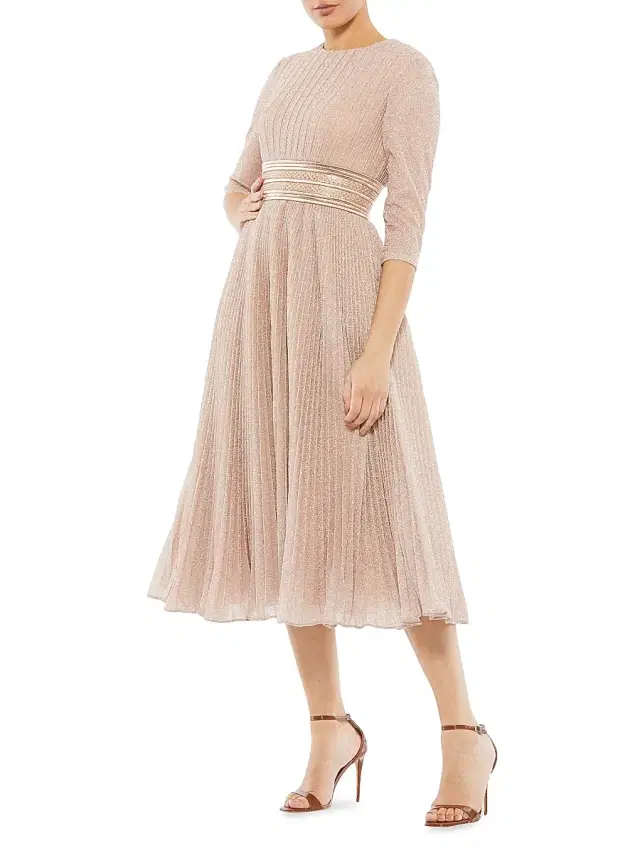 Mac Duggal Women's Pleated Belted Cocktail Dress - Rose Gold