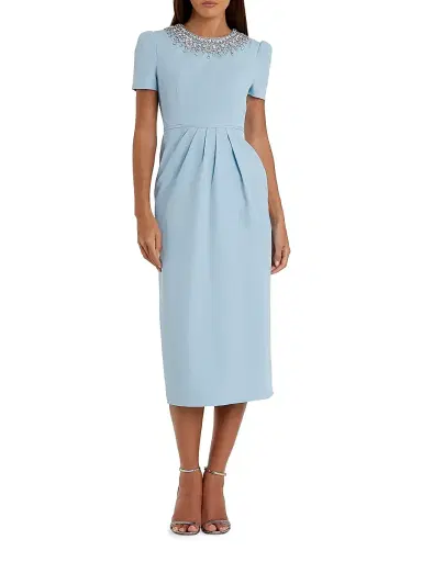 Mac Duggal Women's Crystal-Embellished Sheath Midi-Dress - French Blue | Thumbnail 1