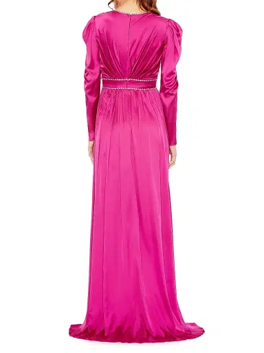 Mac Duggal Women's Ieena Satin Embellished Empire Gown - Magenta | Thumbnail 2