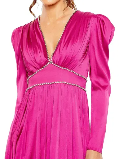 Mac Duggal Women's Ieena Satin Embellished Empire Gown - Magenta | Thumbnail 3
