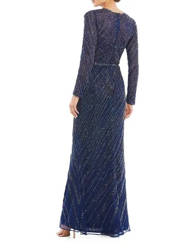 Mac Duggal Women's Sequin Long-Sleeve Gown - Midnight | Thumbnail 3