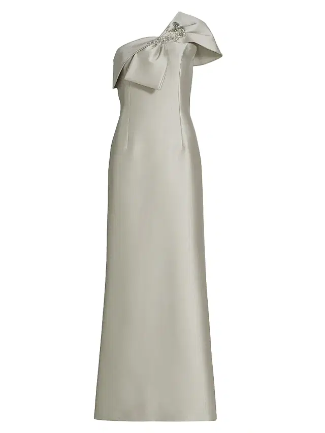 SACHIN BABI Women's Ines Embellished Bow Column Gown - Frosty Pewter