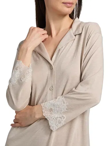 Natori Women's Lux Shangri-La Sleepshirt - Heather Cashmere Ivory - Size XL | Thumbnail 5 Natori Women's Lux Shangri-La Sleepshirt - Heather Cashmere Ivory - Size XL | Thumbnail 5