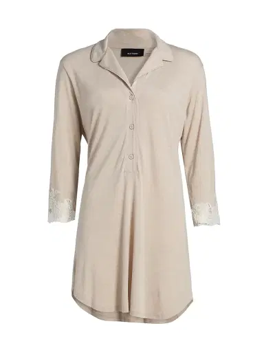 Natori Women's Lux Shangri-La Sleepshirt - Heather Cashmere Ivory - Size XL | Thumbnail 1 Natori Women's Lux Shangri-La Sleepshirt - Heather Cashmere Ivory - Size XL | Thumbnail 1