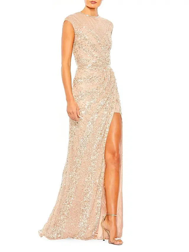Mac Duggal Women's Sleeveless Beaded & Sequined Gown - Beige