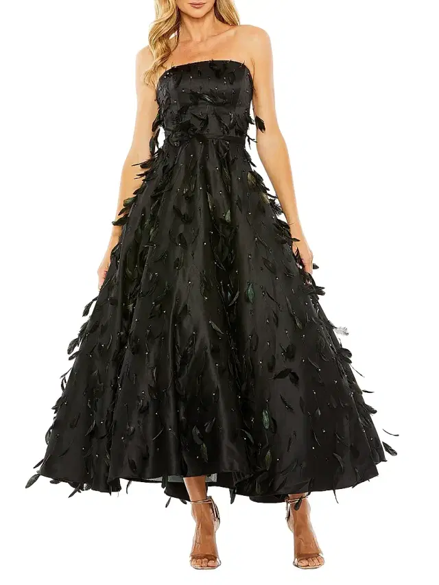 Mac Duggal Women's Feather-Embellished Strapless Ball Gown - Black
