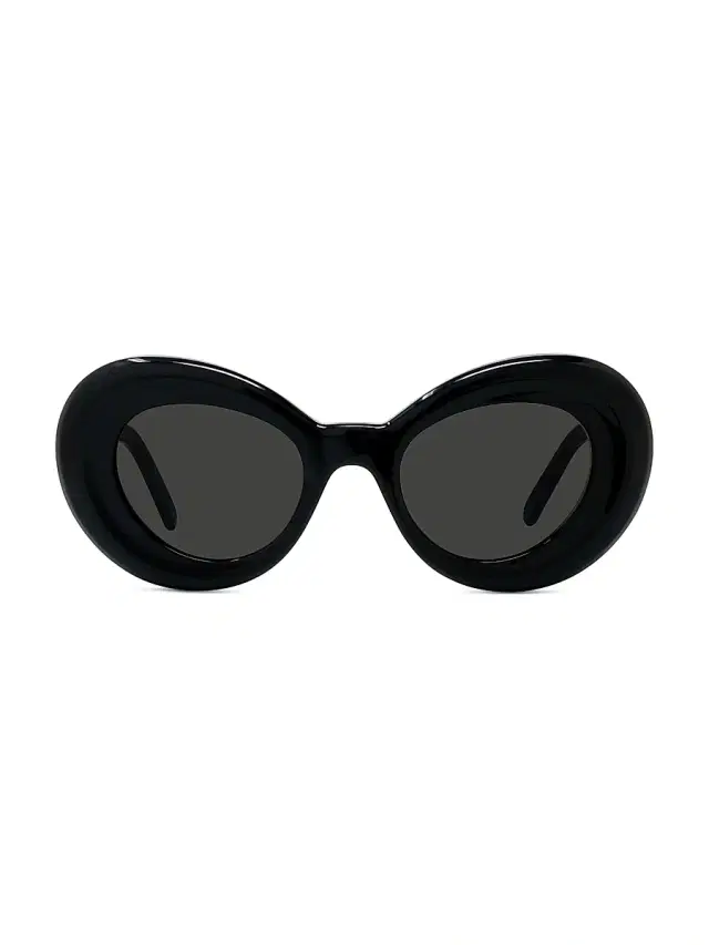 LOEWE Women's Curvy 47MM Oversized Oval Sunglasses - Black Smoke