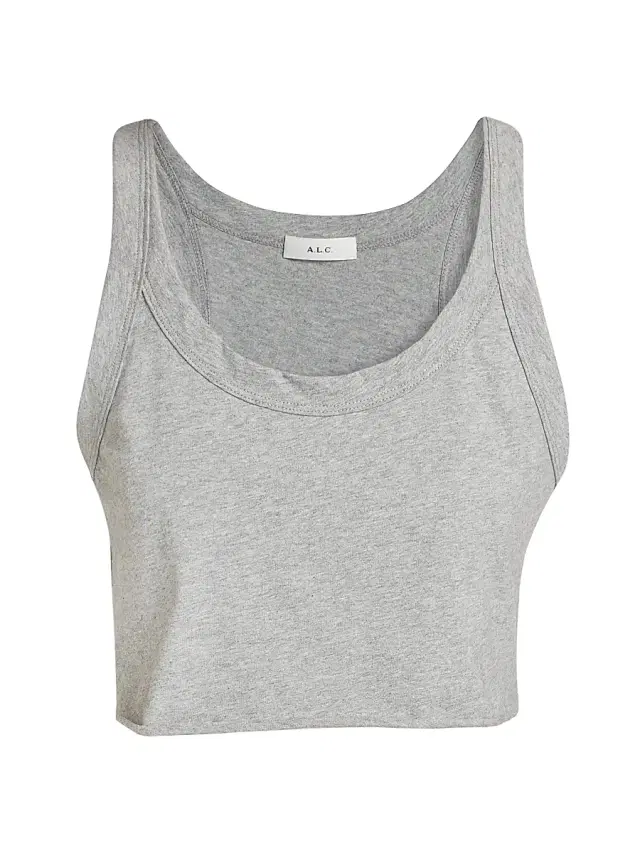 A.L.C. Women's Halsey Cotton Cropped Tank - Grey Melange