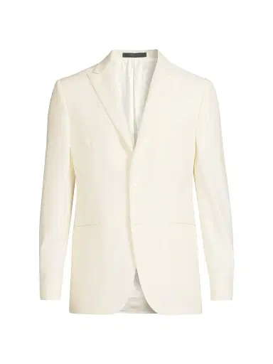 CORNELIANI Men's Peak-Lapel Tailored Jacket - White - Size 48 | Thumbnail 1 CORNELIANI Men's Peak-Lapel Tailored Jacket - White - Size 48 | Thumbnail 1