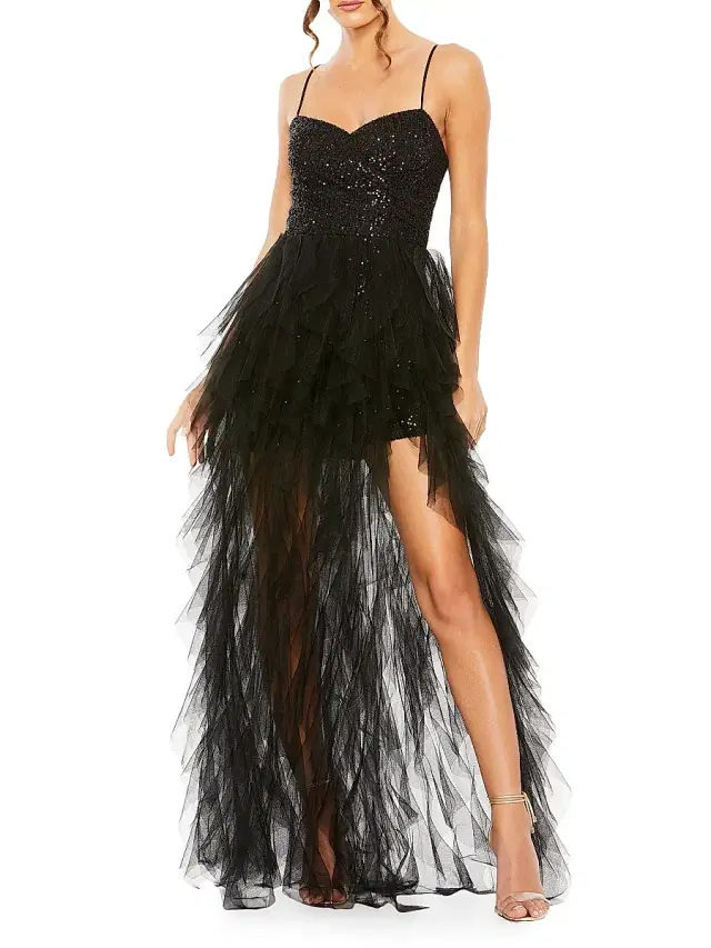 Mac Duggal Women's Sequined Sweetheart Tulle Gown - Black