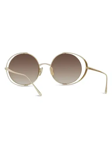 LOEWE Women's Signature 54MM Round Sunglasses - Gradient Brown Gold | Thumbnail 4 LOEWE Women's Signature 54MM Round Sunglasses - Gradient Brown Gold | Thumbnail 4