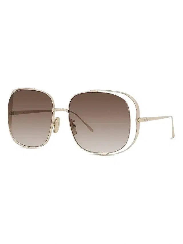 LOEWE Women's Signature 57MM Rectangular Sunglasses - Gradient Brown Gold