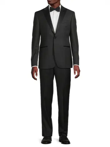 CORNELIANI Men's Jacquard Tuxedo Peak-Lapel Jacket - Black - Size 48 | Thumbnail 2