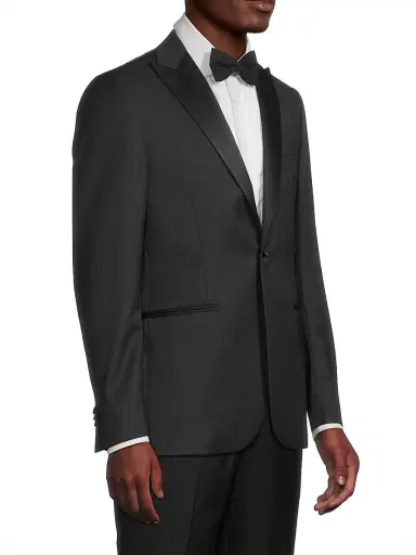 CORNELIANI Men's Jacquard Tuxedo Peak-Lapel Jacket - Black - Size 48 | Thumbnail 4