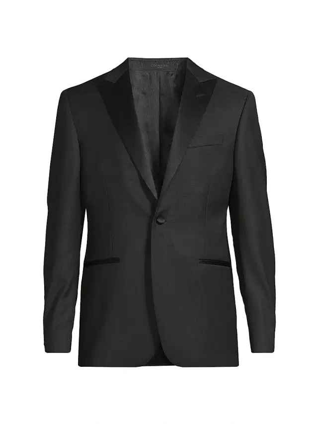Corneliani Men's Jacquard Tuxedo Peak-Lapel Jacket - Black