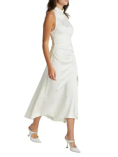 A.L.C. Women's Inez Satin Halter Dress - Whisper White - Size 12 | Thumbnail 2 A.L.C. Women's Inez Satin Halter Dress - Whisper White - Size 12 | Thumbnail 2