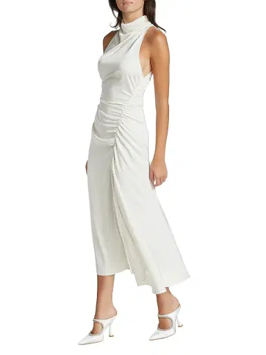 A.L.C. Women's Inez Satin Halter Dress - Whisper White - Size 12 | Thumbnail 4 A.L.C. Women's Inez Satin Halter Dress - Whisper White - Size 12 | Thumbnail 4