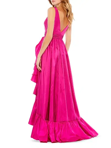 Mac Duggal Women's Satin Flounce V-Neck Gown - Black | Thumbnail 5 Mac Duggal Women's Satin Flounce V-Neck Gown - Black | Thumbnail 5
