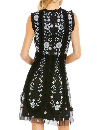 Mac Duggal Women's Mac Floral-Embroidered Chiffon Minidress | Thumbnail 3 Mac Duggal Women's Mac Floral-Embroidered Chiffon Minidress | Thumbnail 3