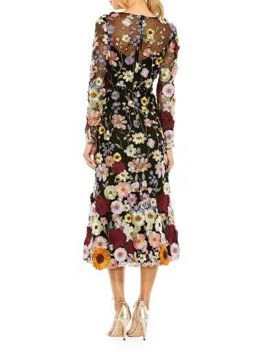 Mac Duggal Women's Mac Floral Embroidered Midi-Dress - Black Multi - Size 18 | Thumbnail 3 Mac Duggal Women's Mac Floral Embroidered Midi-Dress - Black Multi - Size 18 | Thumbnail 3