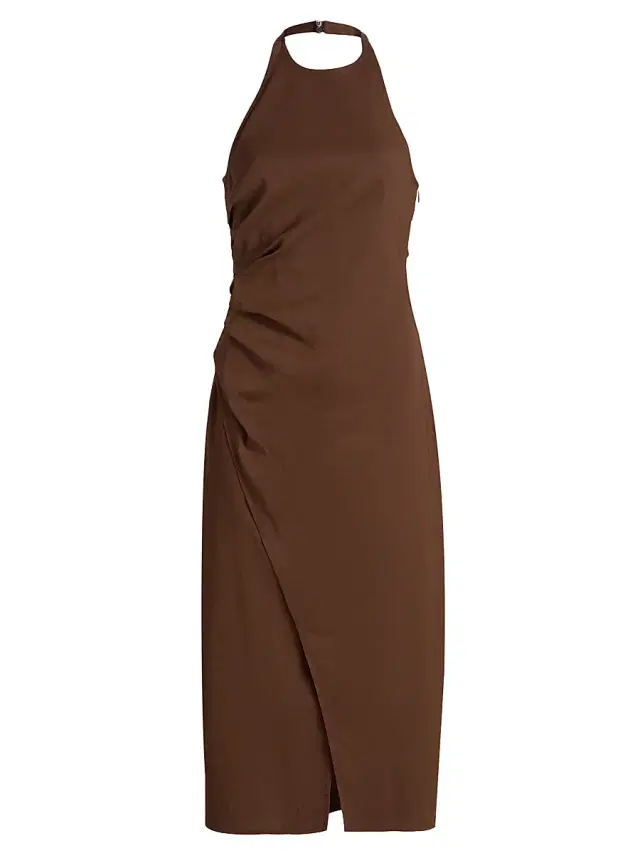 A.L.C. Women's Sylvie Linen-Blend Wrap Midi-Dress - Milk Chocolate