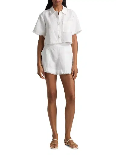 Simkhai Women's Dax Linen-Blend Shorts - White - Size Medium | Thumbnail 2