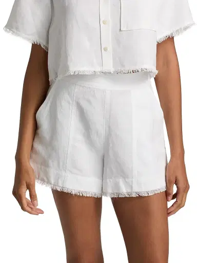 Simkhai Women's Dax Linen-Blend Shorts - White - Size Medium | Thumbnail 3