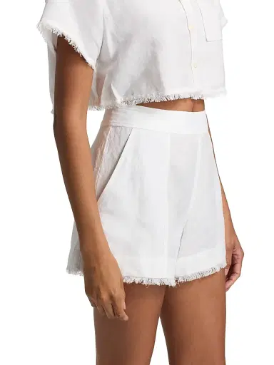 Simkhai Women's Dax Linen-Blend Shorts - White - Size Medium | Thumbnail 4