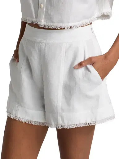 Simkhai Women's Dax Linen-Blend Shorts - White - Size Medium | Thumbnail 6