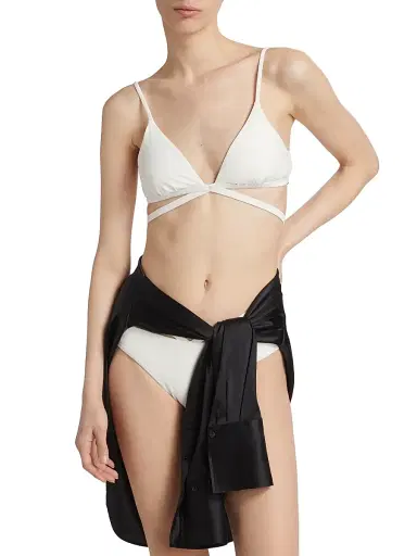 Simkhai Women's Harlen Strappy Triangle Bikini Top - White - Size Large | Thumbnail 3