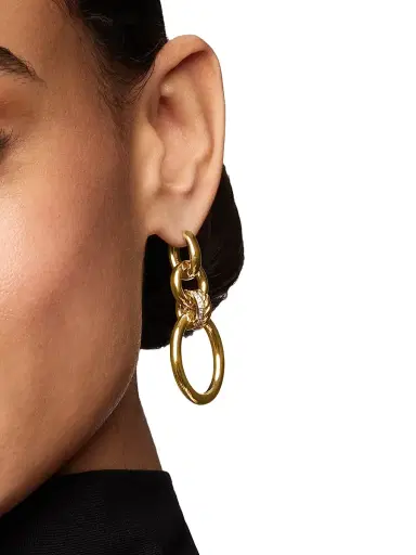 David Yurman Women's DY Mercer Circular Drop Earrings In 18K Yellow Gold - Gold | Thumbnail 2 David Yurman Women's DY Mercer Circular Drop Earrings In 18K Yellow Gold - Gold | Thumbnail 2